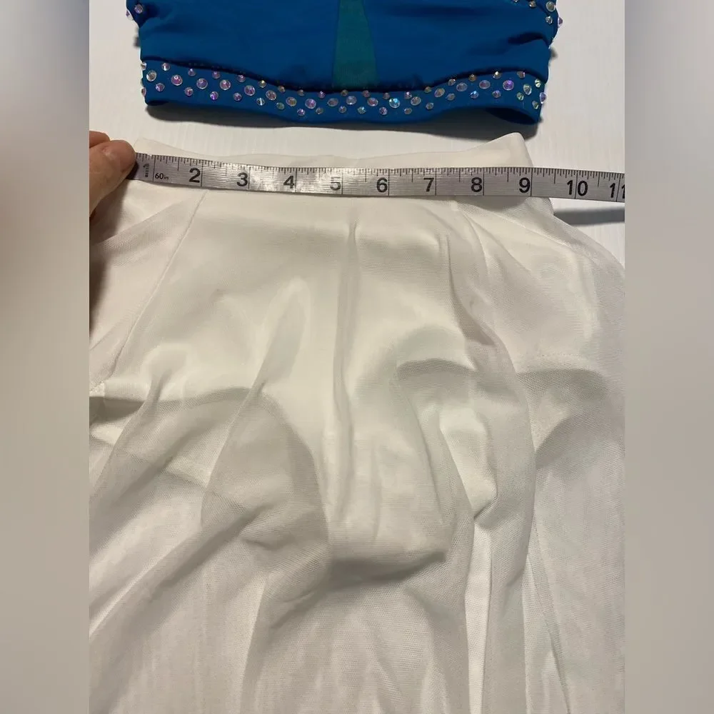 Weissman custom solo dance costume 2 piece teal blue top skirt MT10463 SC child